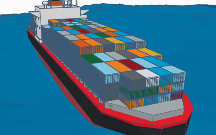 Visual Basic Container Ship 3D design Cargo Ship Ship - Container Ship (Boat) Submersible Vehicle ...