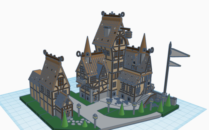 3D design Medieval Town - Tinkercad