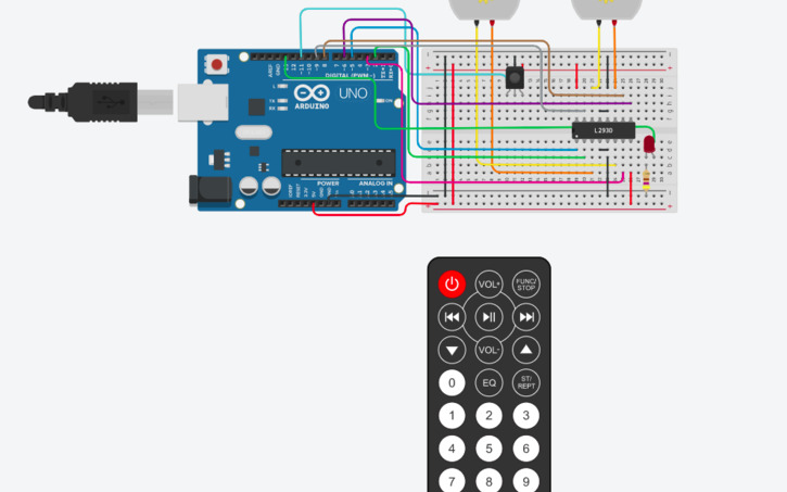 Circuit design Arduino IR Robot - Tinkercad