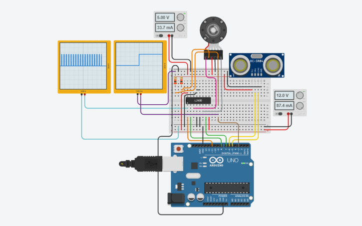 PID speed control of a DC motor Tinkercad model.png