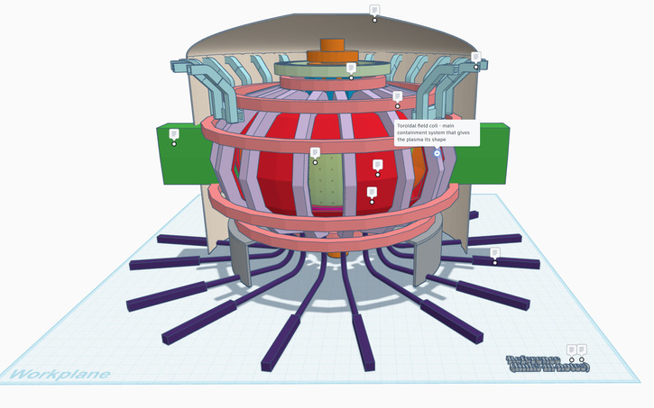 3d Design Tokamak Fusion Reactor Schematic Tinkercad
