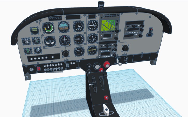 3D design Cockpit Controls Cessna 172 - Tinkercad