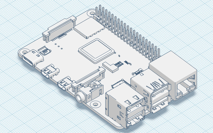 3D design Raspberry Pi 4 Model B - Tinkercad