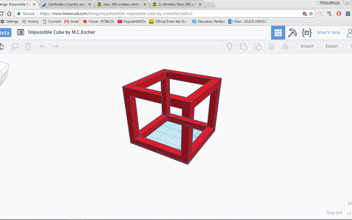 Impossible Cube By M C Escher Tinkercad