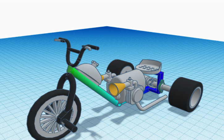 3D design motorised drift trike - Tinkercad