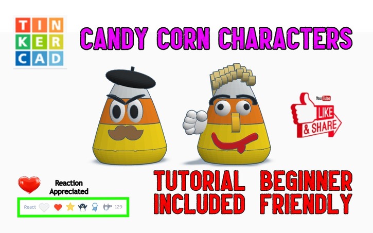 3d Design Candy Corn Characters Tinkercad