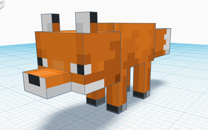 3D design Minecraft Fox / Tilki - Tinkercad