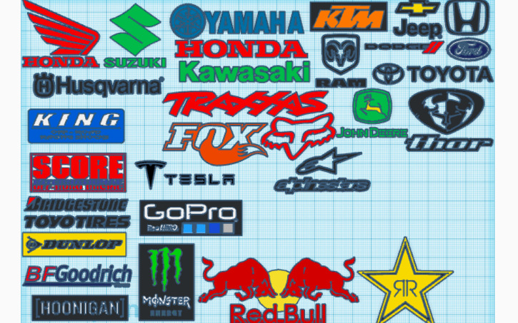 3D design off road, car, motocross, and sponsor logos - Tinkercad