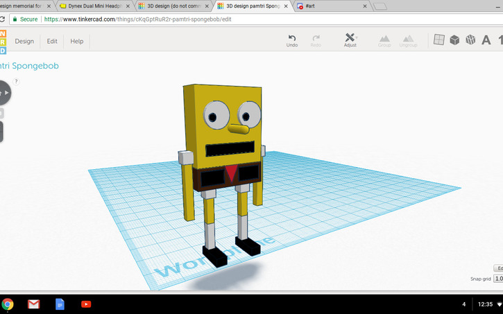 Pamtri Spongebob Tinkercad - 3d design robloxtix memorial tinkercad