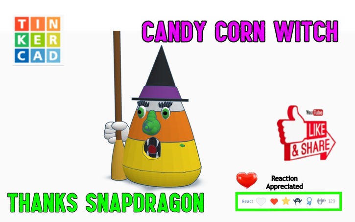 3d Design Candy Corn Witch Tinkercad