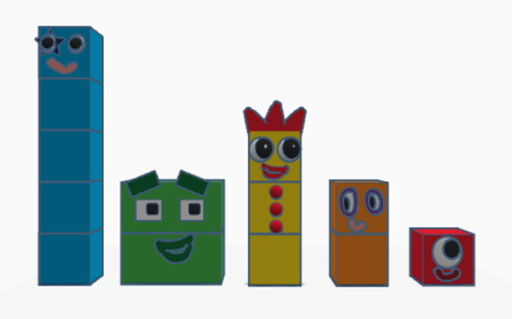 3d Design Numberblocks 1 5 Tinkercad