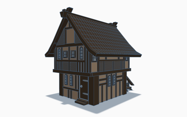 3d Design Wooden Cottage - Tinkercad