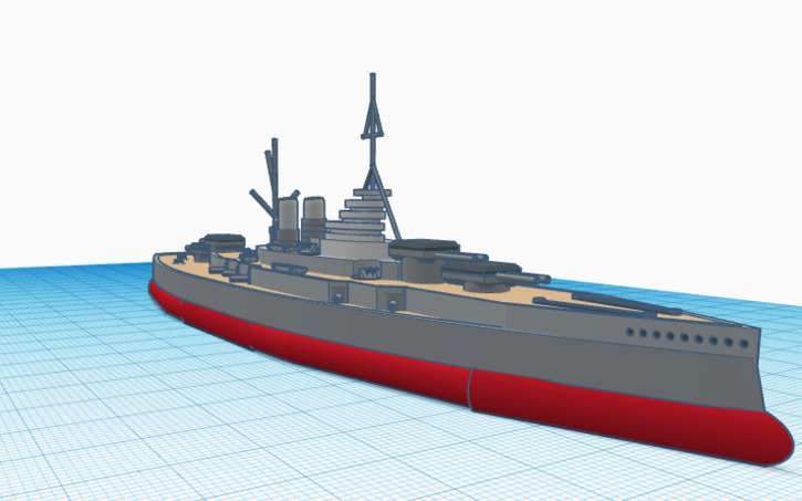 3D design German Bayern Class Battleship - Tinkercad