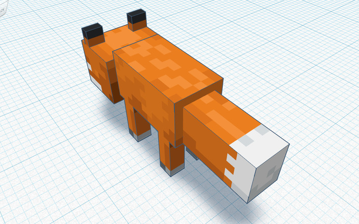 3D design Minecraft Fox / Tilki - Tinkercad