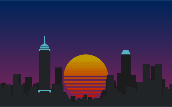 3D design New Dunkirk City - Synthwave Skyline - Tinkercad