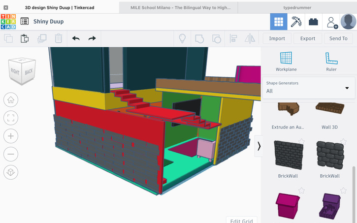 3D design 2 floor complete house - Tinkercad