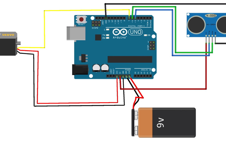 3D design Smart Dustbin with arduino - Tinkercad